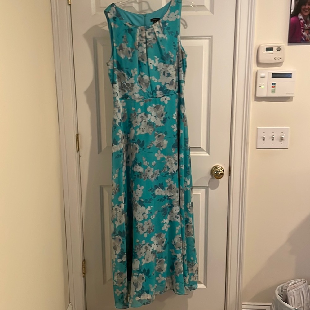 Teal maxi dress. Self belt